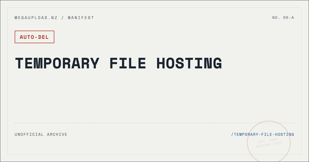 Manifest card for temporary file hosting